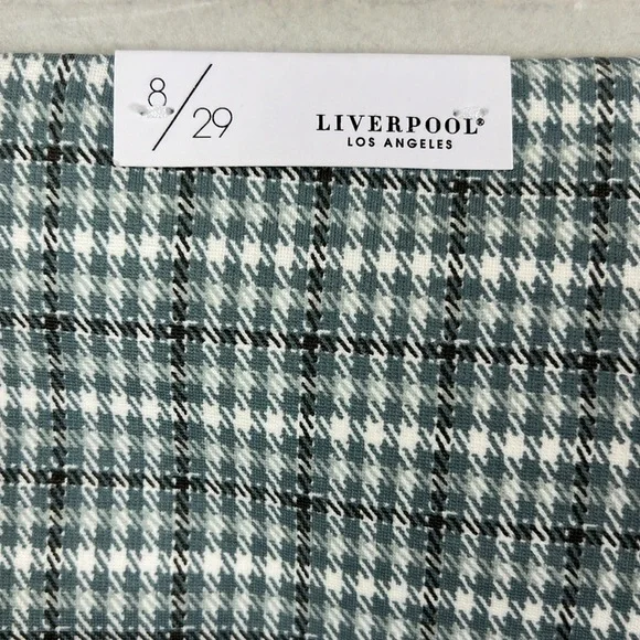 NWT Liverpool Bia Knit Pencil Skirt Herringbone Plaid Blue Gray White 8 - Picture 6 of 11